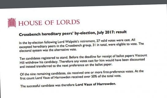 Hereditary by-election
