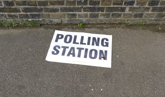 Polling Station Sign on the floor