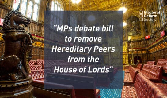 MPs debate bill to remove Hereditary Peers from the House of Lords