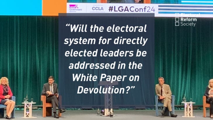 Will the electoral system for directly elected leaders be addressed in the White Paper on Devolution