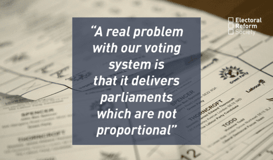 A real problem with our voting system is that it delivers parliaments which are not proportional