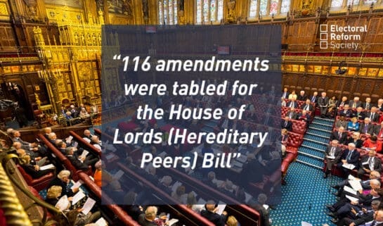 116 amendments were tabled for the House of Lords (Hereditary Peers) Bill