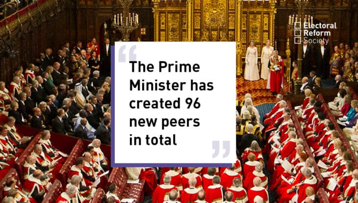 The Prime Minister has created 96 new peers in total