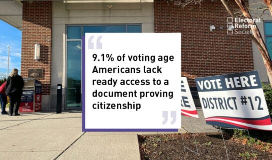 9.1% of voting age Americans lack ready access to a document proving citizenship