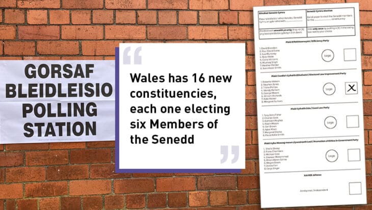 Wales has 16 new constituencies, each one electing six Members of the Senedd
